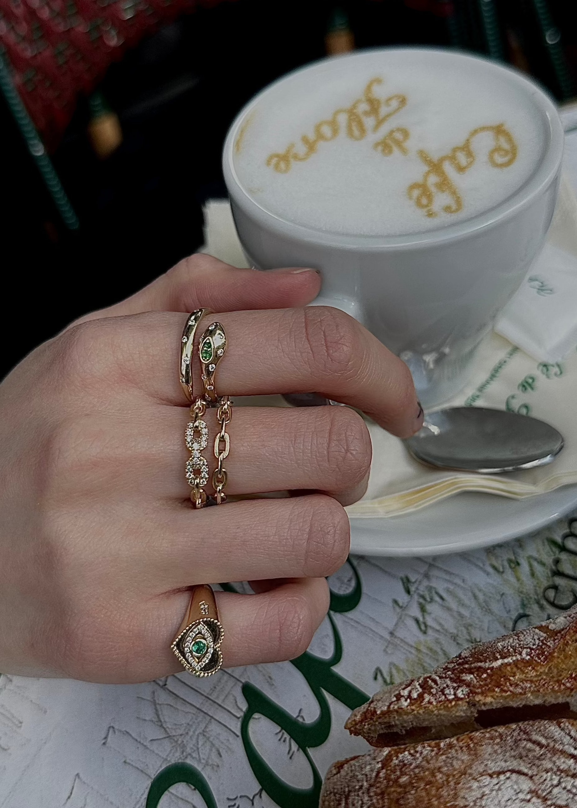 Spotted Diamonds Snake Ring